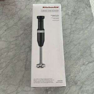 Kitchen Aid new in box, corded hand blender, matte black